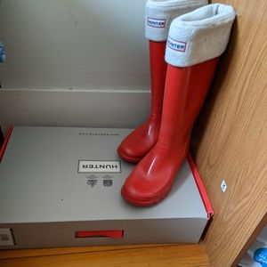 Women's sz 7 Red Hunter Huntress Gloss Wellies
